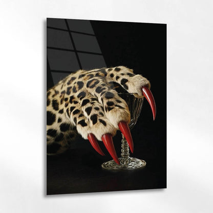 Leopar Pençe Detay Cam Tablo