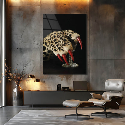 Leopar Pençe Detay Cam Tablo