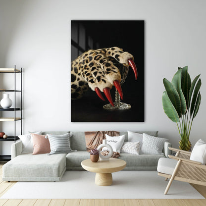 Leopar Pençe Detay Cam Tablo