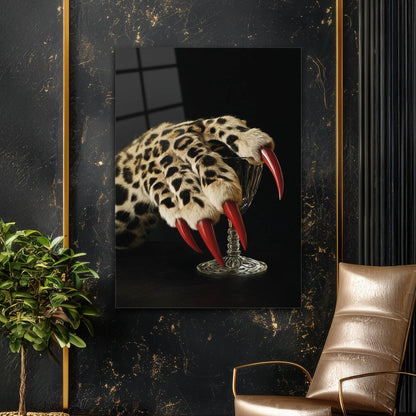 Leopar Pençe Detay Cam Tablo