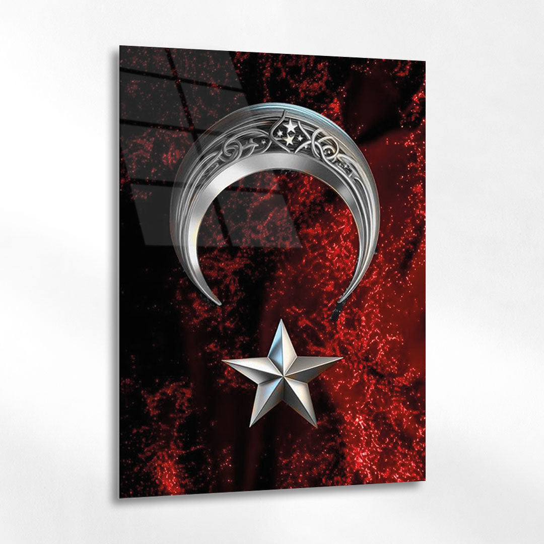 Ay Yıldız Milli Sembol Modern Cam Tablo