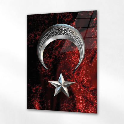 Ay Yıldız Milli Sembol Modern Cam Tablo