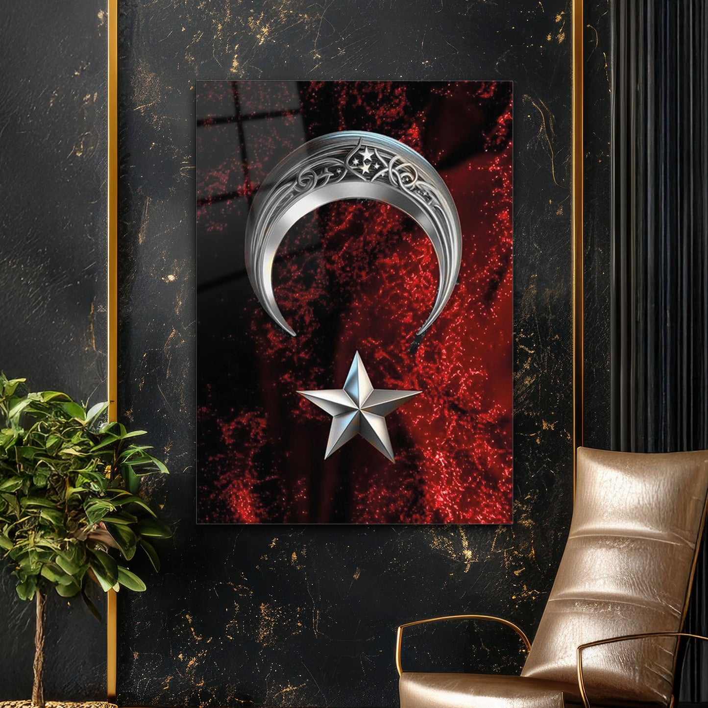 Ay Yıldız Milli Sembol Modern Cam Tablo