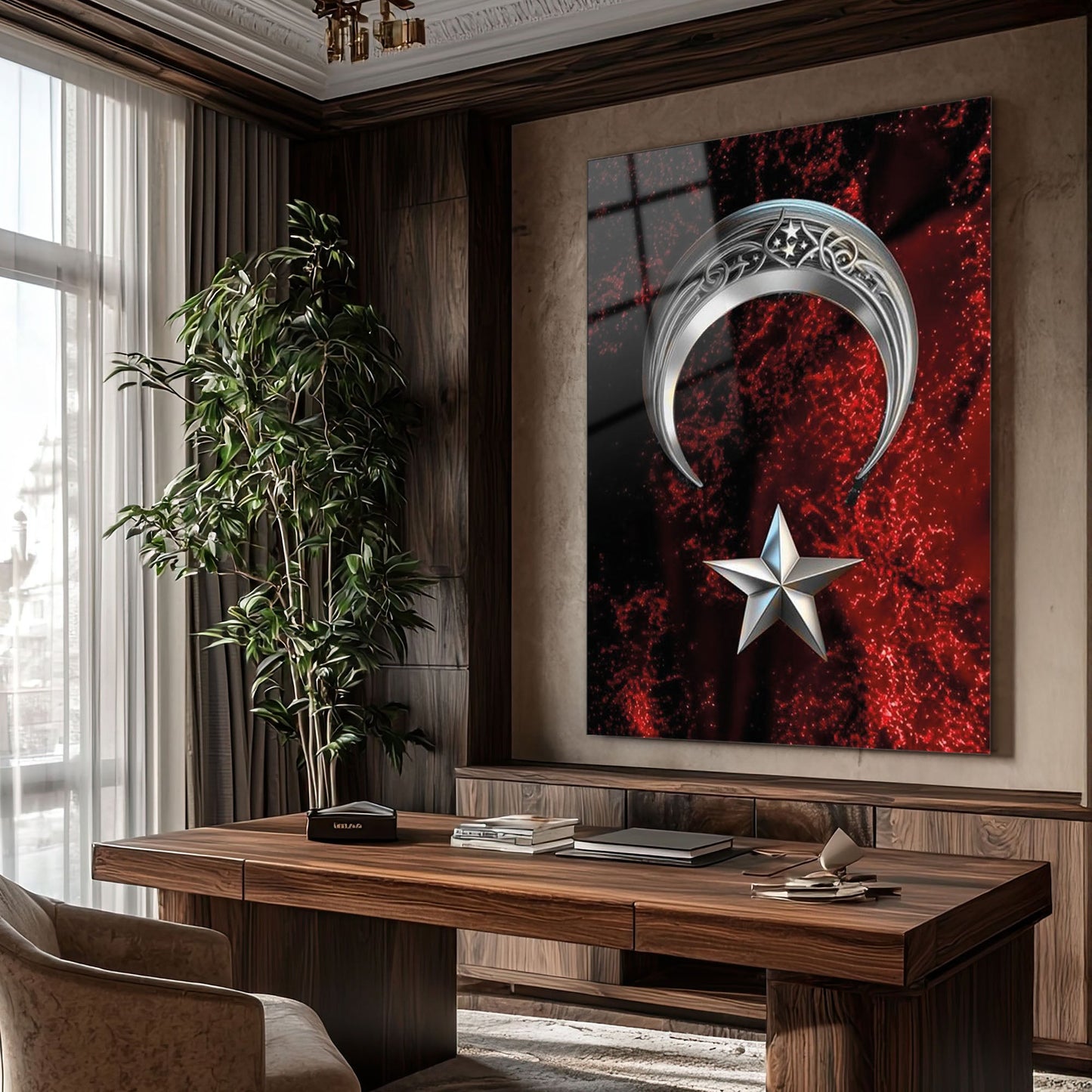 Ay Yıldız Milli Sembol Modern Cam Tablo