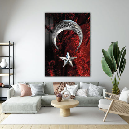 Ay Yıldız Milli Sembol Modern Cam Tablo