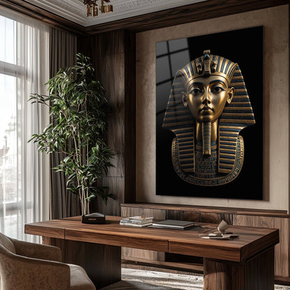 Antik Mısır Firavun Büstü Cam Tablo - 4 mm Temperli Cam Tablo - Ev, ofis dekorasyon