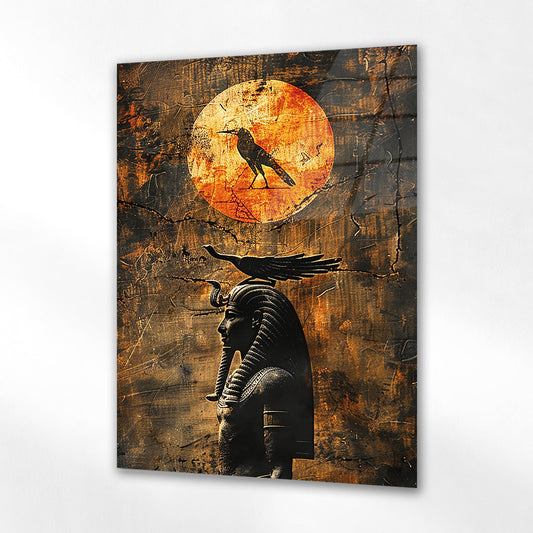 Antik Mısır Horus ve Firavun Cam Tablo