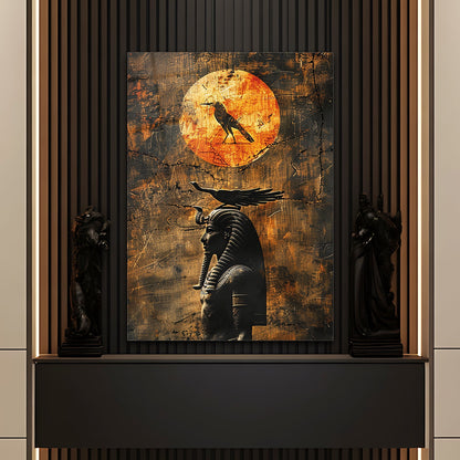 Antik Mısır Horus ve Firavun Cam Tablo