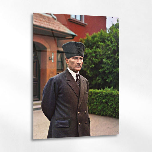Atatürk Klasik Dış Mekân Portre Cam Tablo - 4 mm Temperli Cam Tablo - Ev, ofis dekorasyon