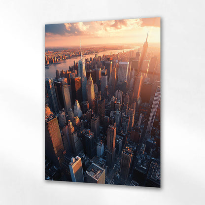 New York Gün Batımı Manhattan Cam Tablo
