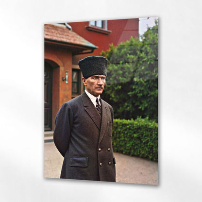 Atatürk Klasik Dış Mekân Portre Cam Tablo - 4 mm Temperli Cam Tablo - Ev, ofis dekorasyon