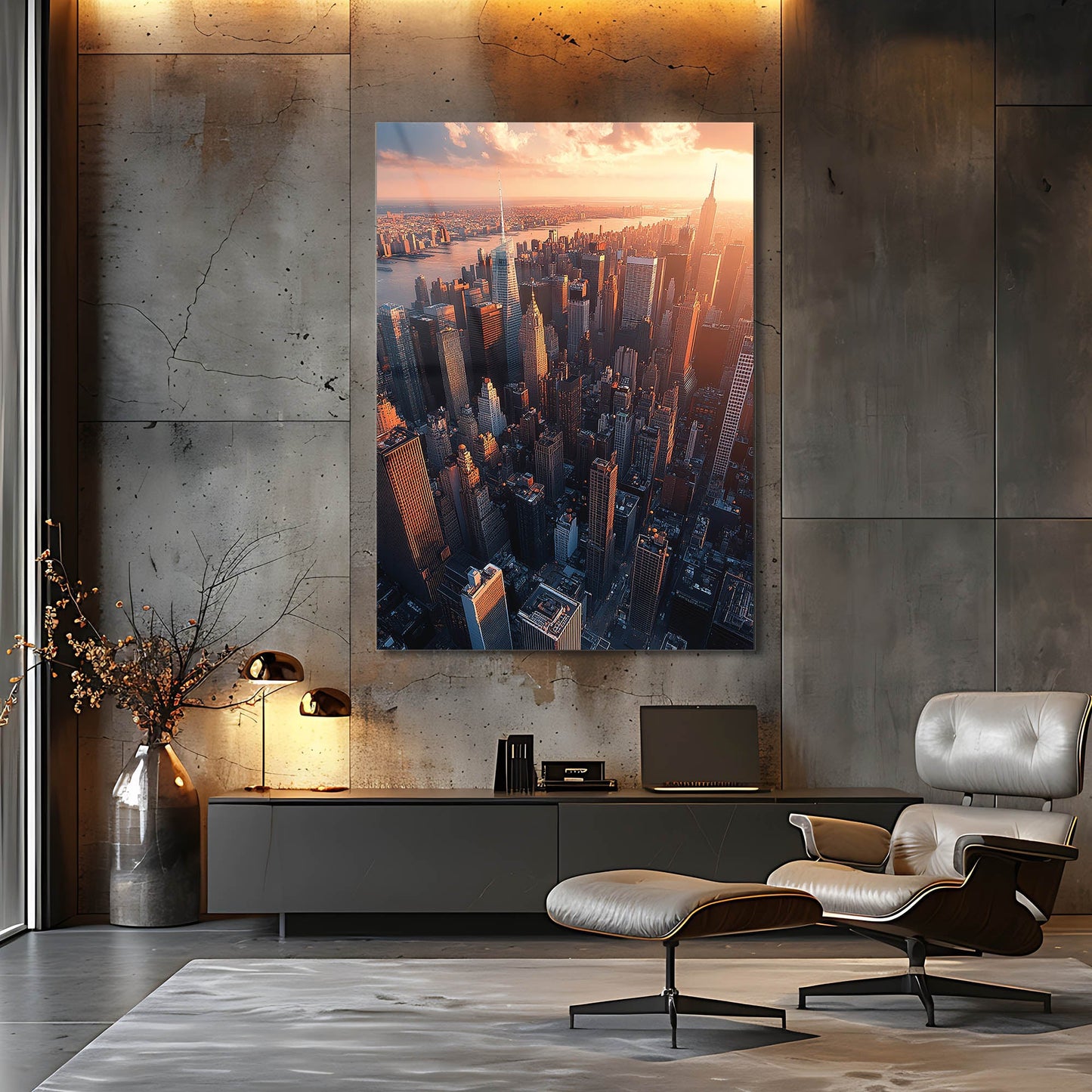 New York Gün Batımı Manhattan Cam Tablo