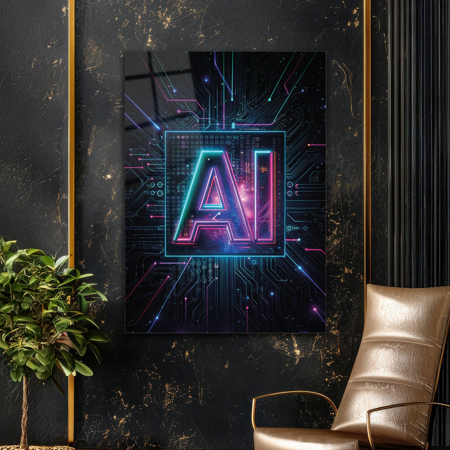 Yapay Zeka Çekirdeği Cam Tablo - 4 mm Temperli Cam Tablo - Ev, ofis dekorasyon