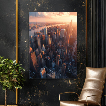 New York Gün Batımı Manhattan Cam Tablo