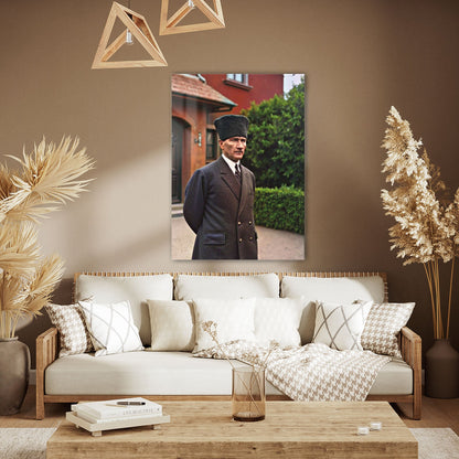 Atatürk Klasik Dış Mekân Portre Cam Tablo - 4 mm Temperli Cam Tablo - Ev, ofis dekorasyon