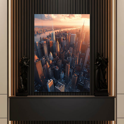 New York Gün Batımı Manhattan Cam Tablo