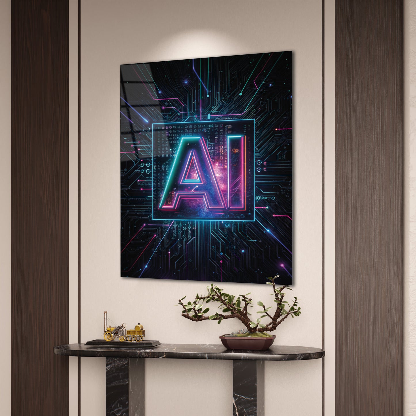 Yapay Zeka Çekirdeği Cam Tablo - 4 mm Temperli Cam Tablo - Ev, ofis dekorasyon