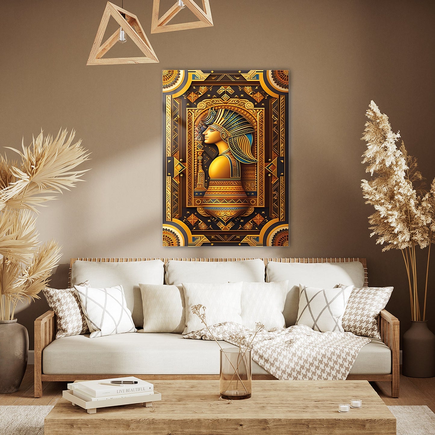 Antik Mısır Kraliçesi Portresi Cam Tablo - 4 mm Temperli Cam Tablo - Ev, ofis dekorasyon