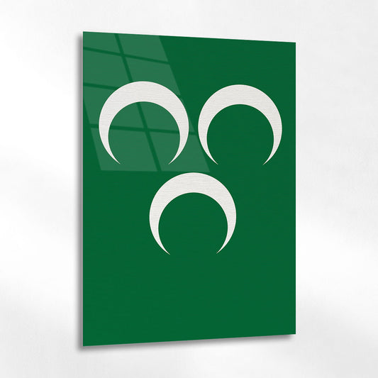 Üç Hilal Yeşil Zemin Osmanlı Milli Cam Tablo