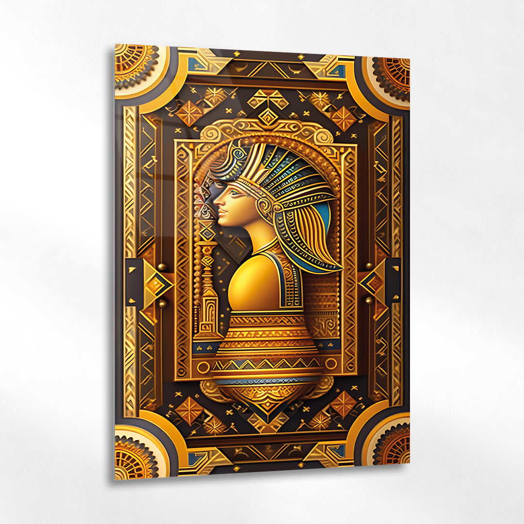 Antik Mısır Kraliçesi Portresi Cam Tablo - 4 mm Temperli Cam Tablo - Ev, ofis dekorasyon