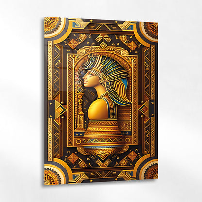 Antik Mısır Kraliçesi Portresi Cam Tablo - 4 mm Temperli Cam Tablo - Ev, ofis dekorasyon