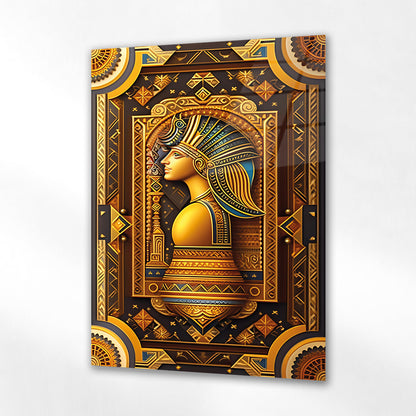 Antik Mısır Kraliçesi Portresi Cam Tablo - 4 mm Temperli Cam Tablo - Ev, ofis dekorasyon