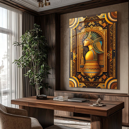 Antik Mısır Kraliçesi Portresi Cam Tablo - 4 mm Temperli Cam Tablo - Ev, ofis dekorasyon