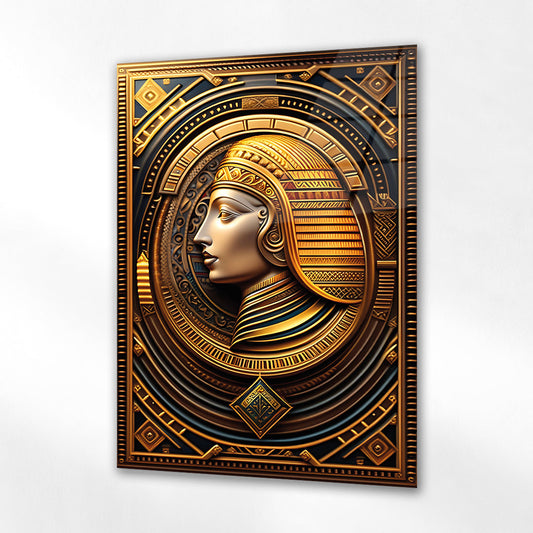 Antik Mısır Kraliçesi Profil Cam Tablo -  4 mm Temperli Cam Tablo - Ev, ofis dekorasyon