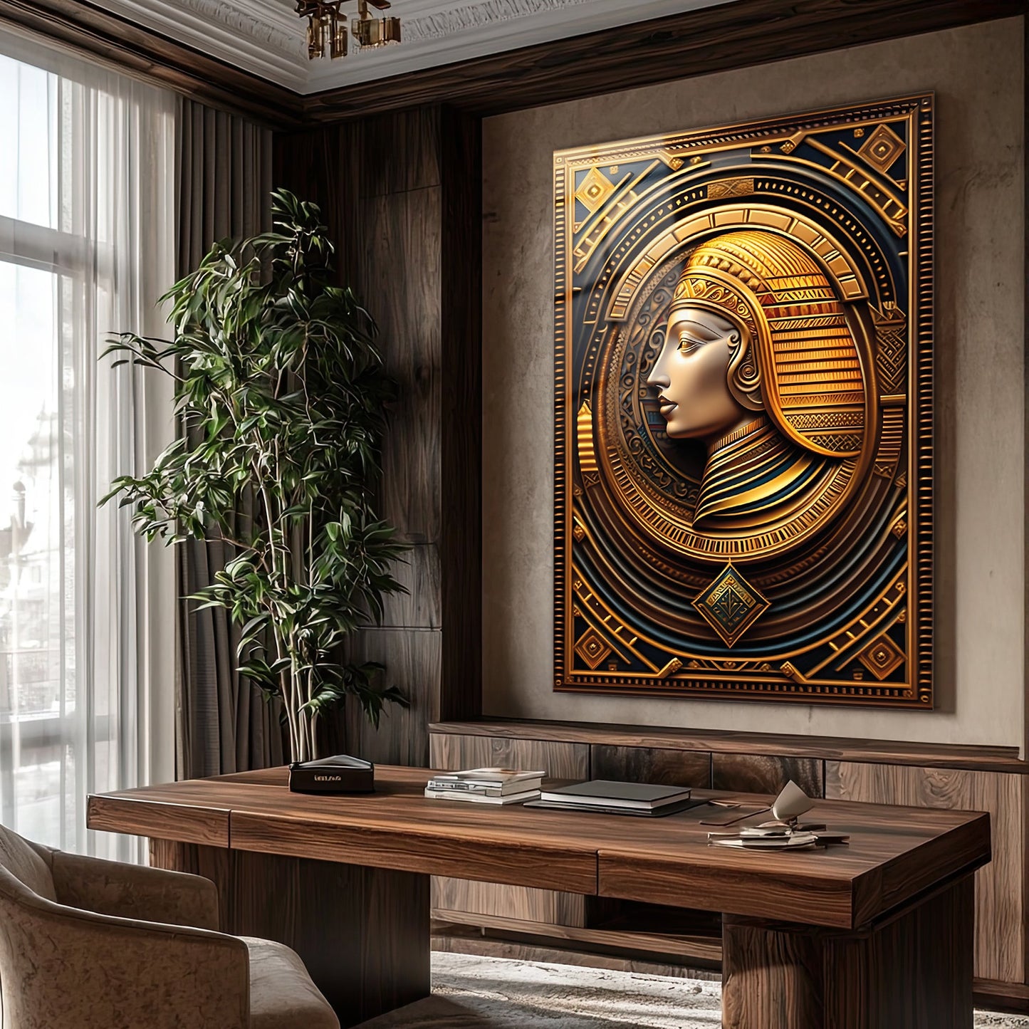 Antik Mısır Kraliçesi Profil Cam Tablo -  4 mm Temperli Cam Tablo - Ev, ofis dekorasyon