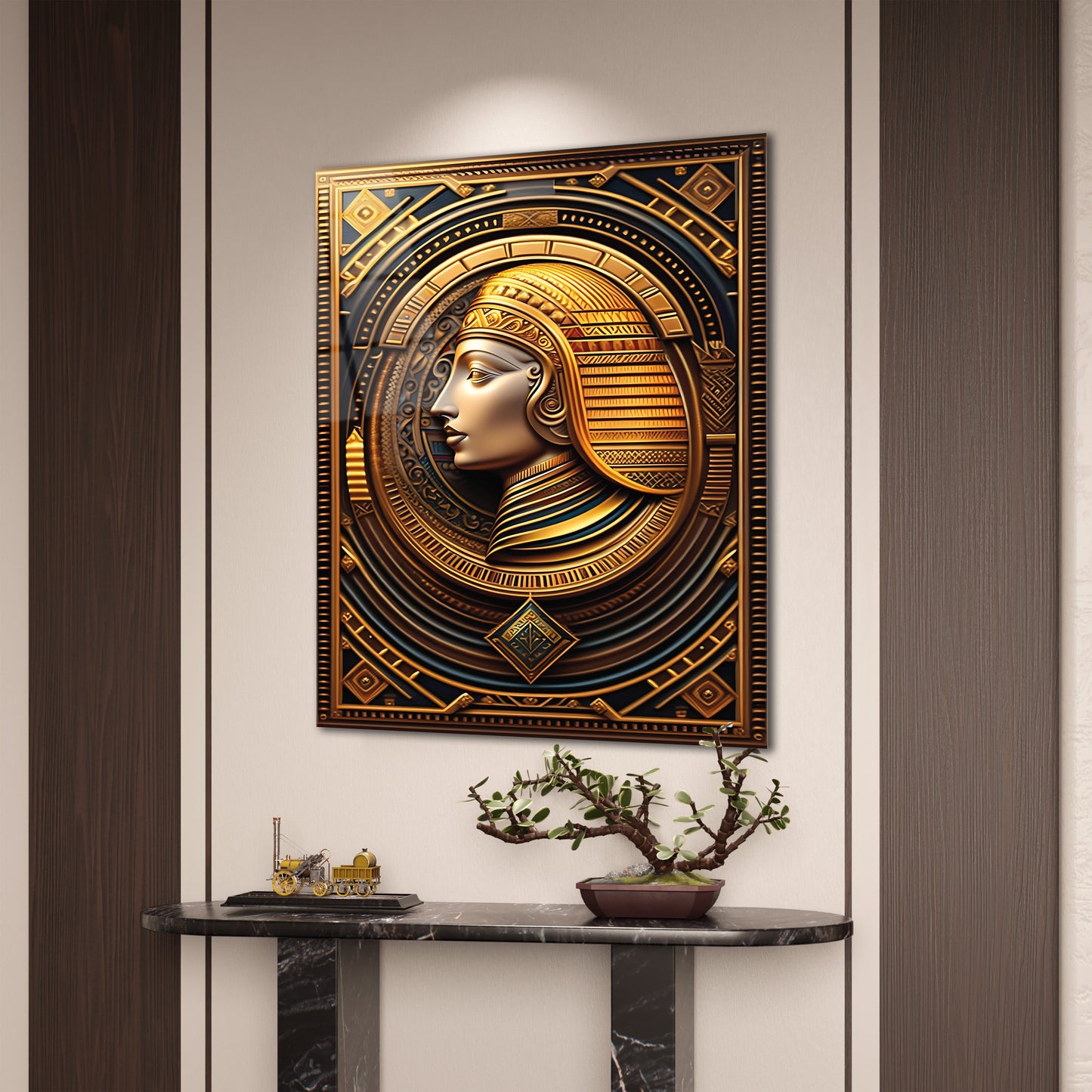 Antik Mısır Kraliçesi Profil Cam Tablo -  4 mm Temperli Cam Tablo - Ev, ofis dekorasyon