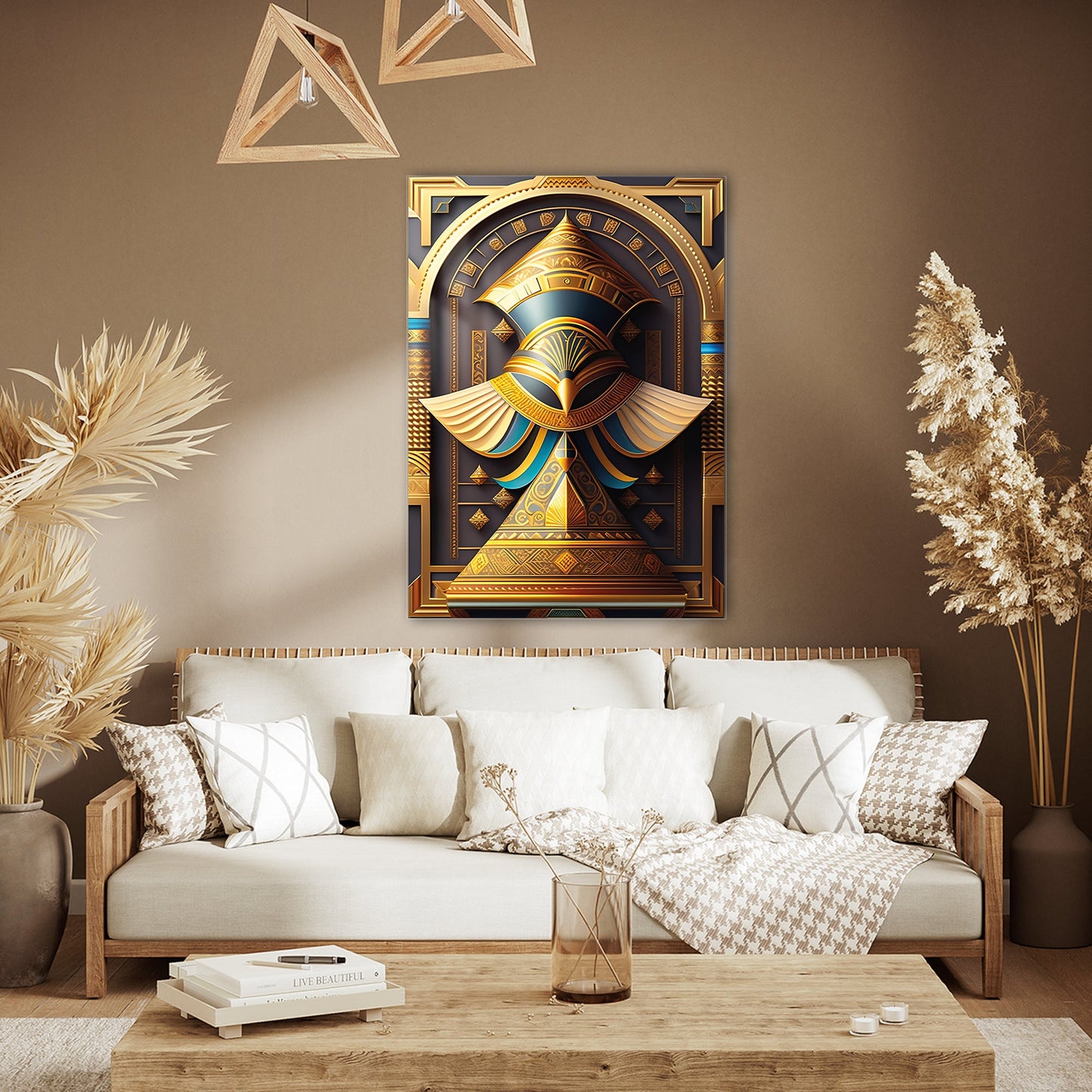 Antik Mısır Horus Sembolü Cam Tablo 4 mm Temperli Cam Tablo - Ev, ofis dekorasyon