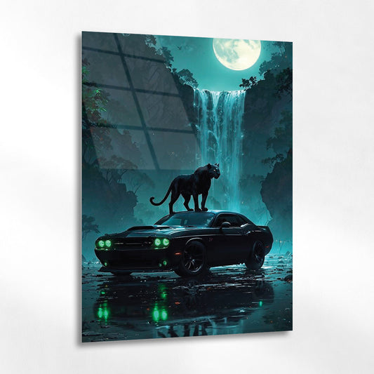 Muscle Car Cam Tablo – Panterli Fantastik Gece Sahnesi