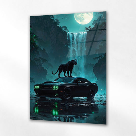 Muscle Car Cam Tablo – Panterli Fantastik Gece Sahnesi