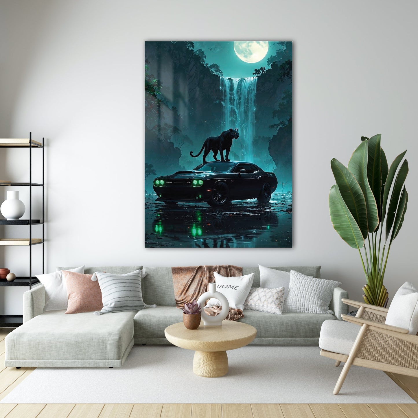 Muscle Car Cam Tablo – Panterli Fantastik Gece Sahnesi