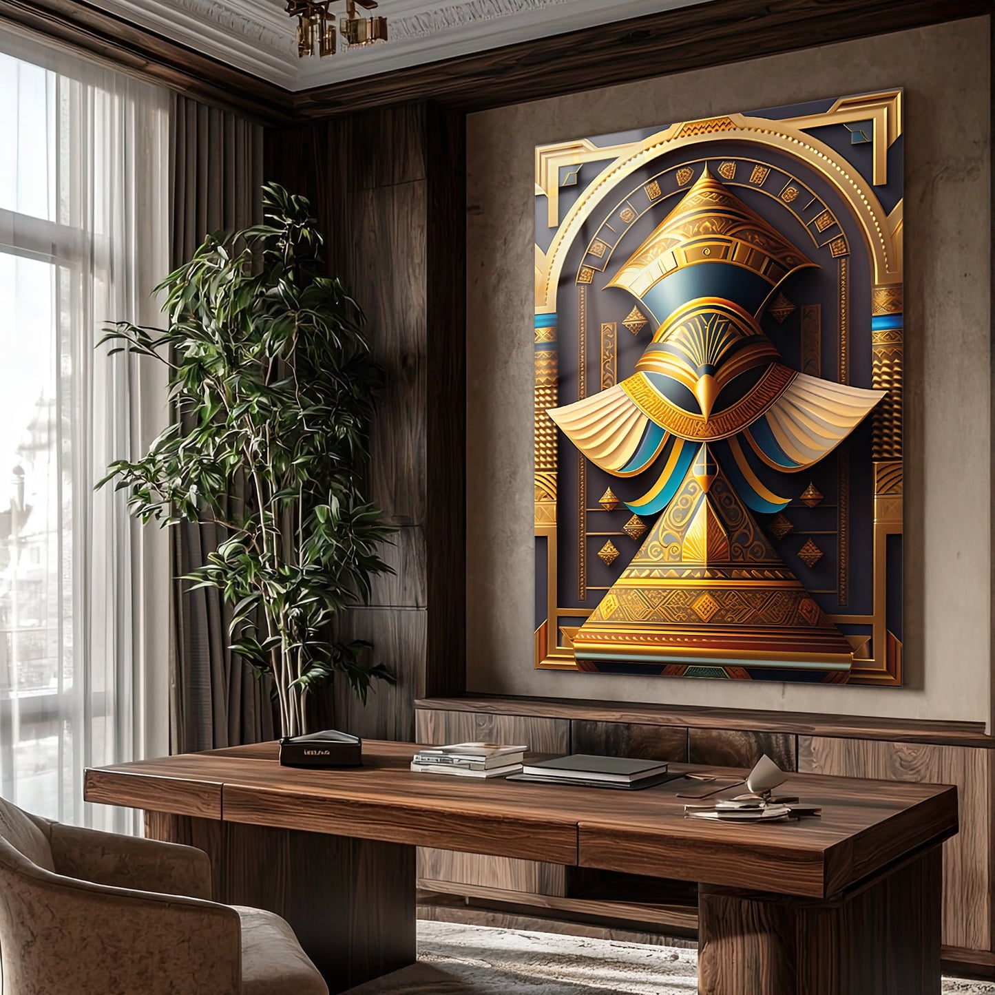 Antik Mısır Horus Sembolü Cam Tablo 4 mm Temperli Cam Tablo - Ev, ofis dekorasyon