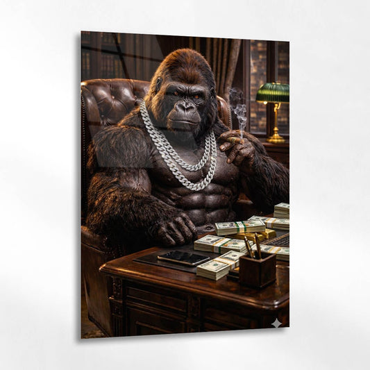 Zincirli Goril Lüks Ofis Cam Tablo