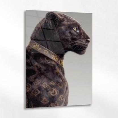 Leopar Profil Lüks Yaka Cam Tablo