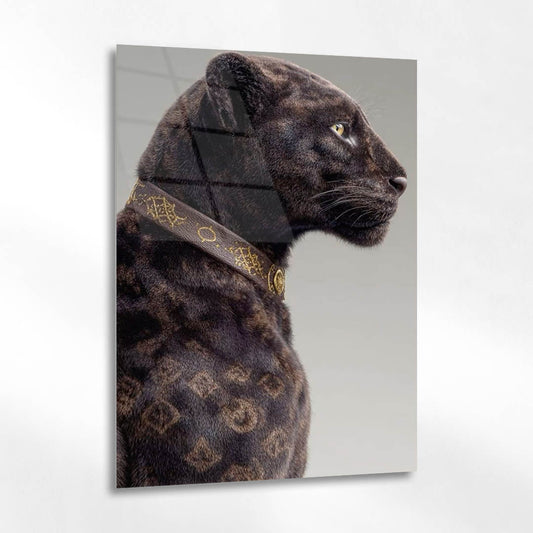 Leopar Profil Lüks Yaka Cam Tablo