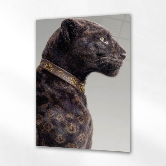 Leopar Profil Lüks Yaka Cam Tablo