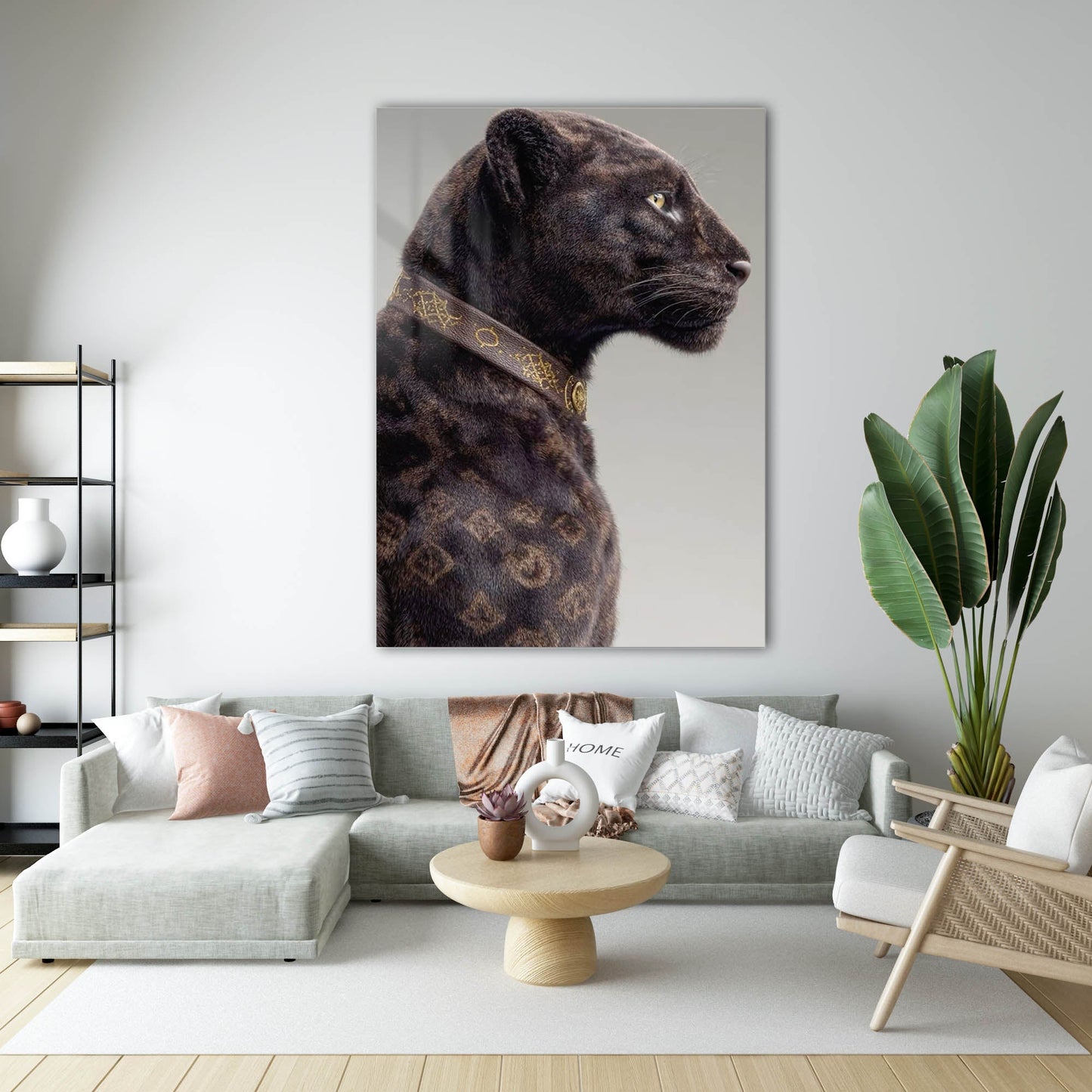 Leopar Profil Lüks Yaka Cam Tablo