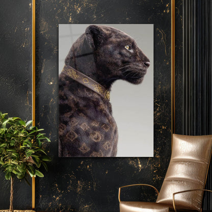 Leopar Profil Lüks Yaka Cam Tablo
