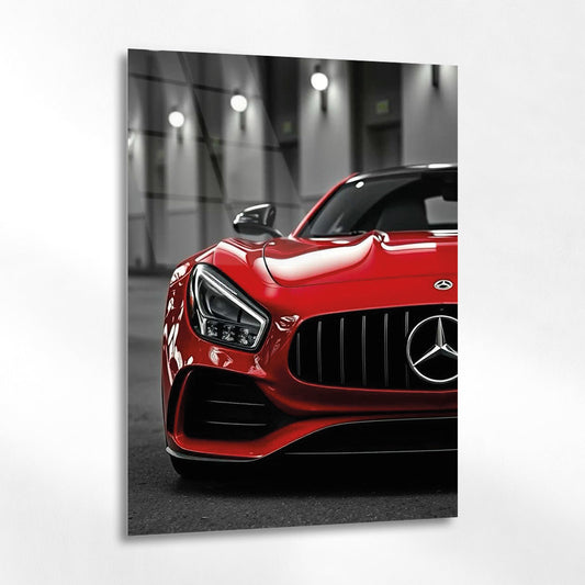 Mercedes AMG Cam Tablo – Kırmızı Spor Araba Detayı