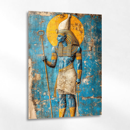 Antik Mısır Osiris Tanrısı Cam Tablo - 4 mm Temperli Cam Tablo - Ev, ofis dekorasyon