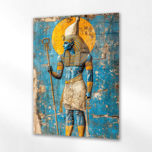 Antik Mısır Osiris Tanrısı Cam Tablo - 4 mm Temperli Cam Tablo - Ev, ofis dekorasyon