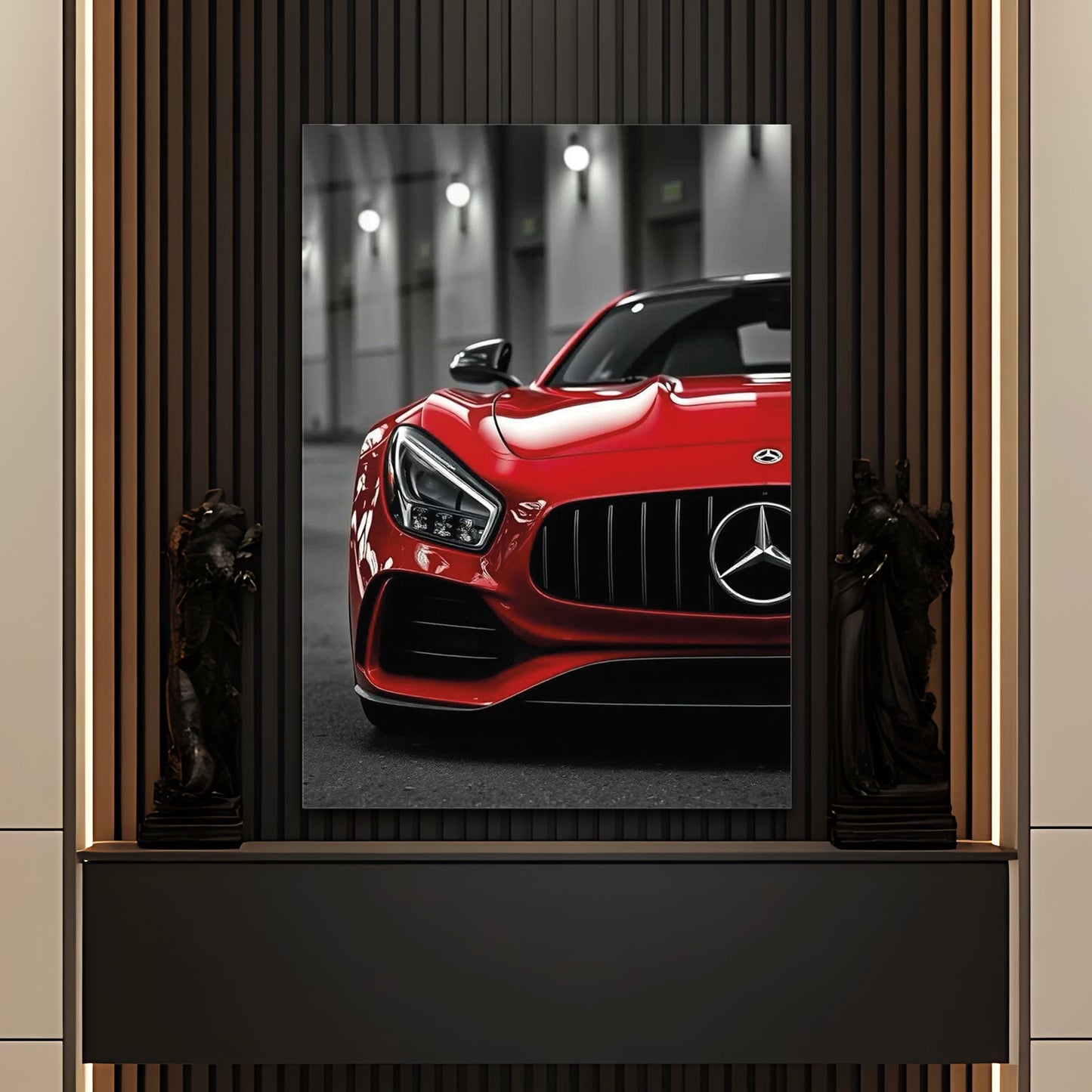 Mercedes AMG Cam Tablo – Kırmızı Spor Araba Detayı