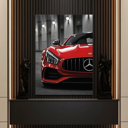 Mercedes AMG Cam Tablo – Kırmızı Spor Araba Detayı