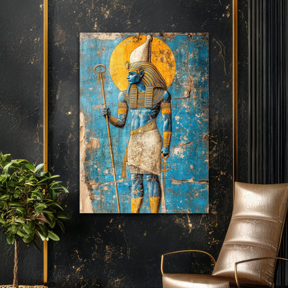 Antik Mısır Osiris Tanrısı Cam Tablo - 4 mm Temperli Cam Tablo - Ev, ofis dekorasyon