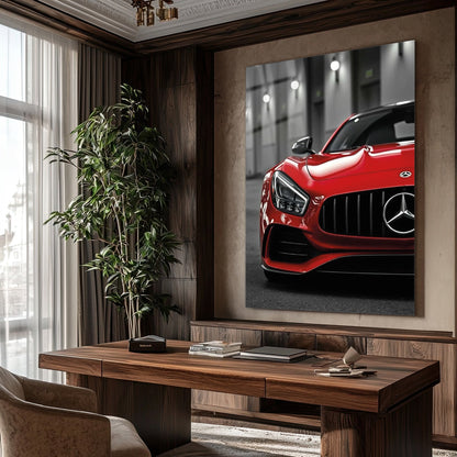 Mercedes AMG Cam Tablo – Kırmızı Spor Araba Detayı