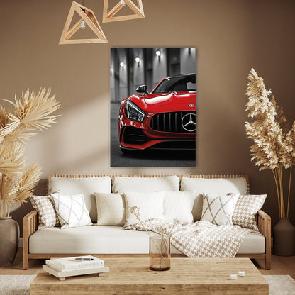 Mercedes AMG Cam Tablo – Kırmızı Spor Araba Detayı