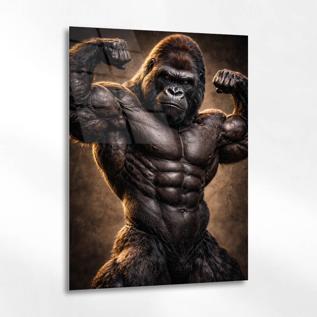 Kaslı Goril Bodybuilder Cam Tablo